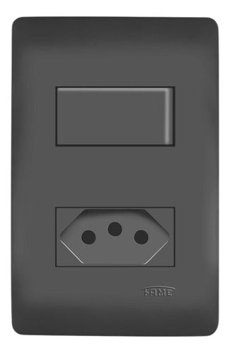Interruptor Simples 10a Tomada 2p+t 20a Habitat Black Fame