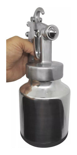 Pistola De Tinta Baixa Pressão Ar Direto 1000ml Aluminio Cor Prata