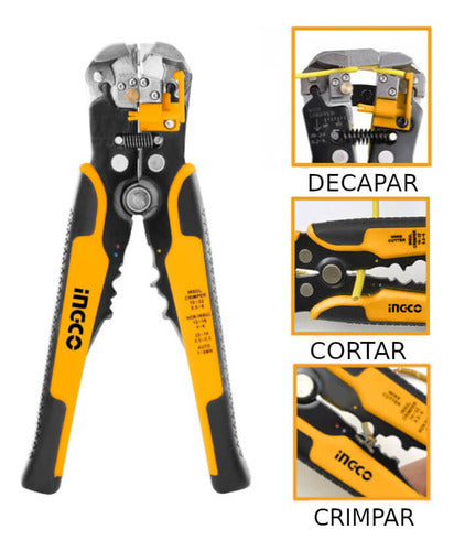 alicate automatico 3 em 1 eletricista ingco 8.1/4 hwsp102418