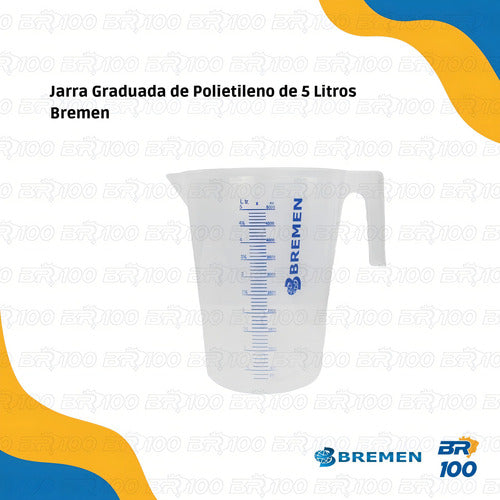 Jarra Graduada 5 Litros De Polietileno Bremen Transparente