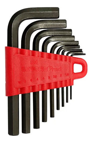 jogo chave hexagonal l allen 1,5 a 10 mm c/ 9pçs gedore red