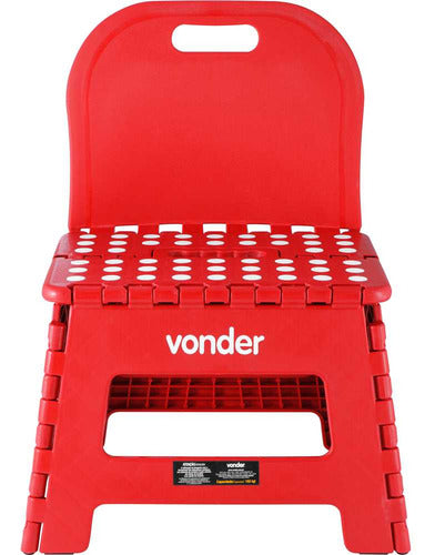 banqueta plástica dobrável vermelha 220 mm encosto vonder