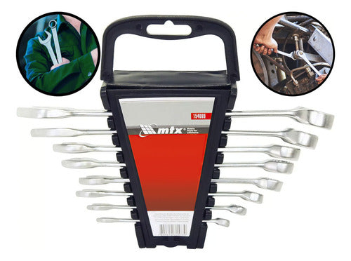 jogo de chave combinada 6 a 19 mm 8 peças cromo fosco mtx