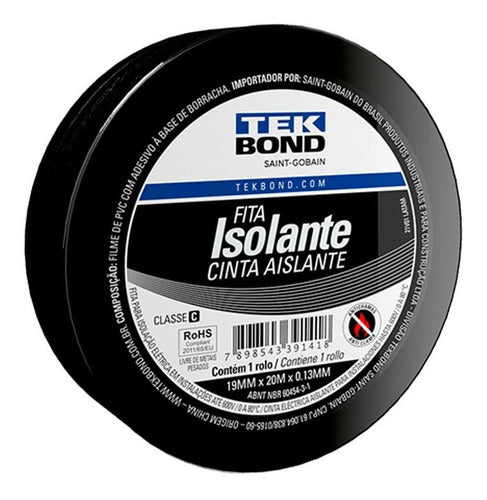 fita isolante 19mm x 20 metros x 0.13mm 21131001920 tekbond