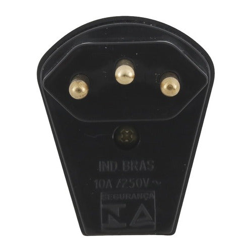 plug macho 2p+t 90graus preto fame pino maciço