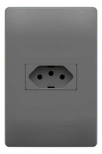 Tomada 2p+t 10a 250v Horizontal 4x2 Habitat Onix Fame Cinza