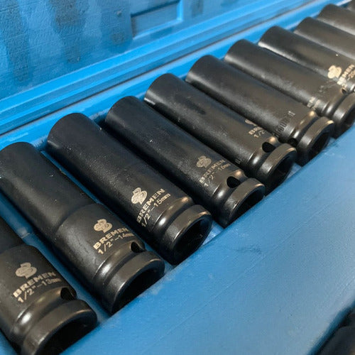 Jogo Soquete Impacto 1/2  Sextavado 10-27mm Kit 15pçs Bremen