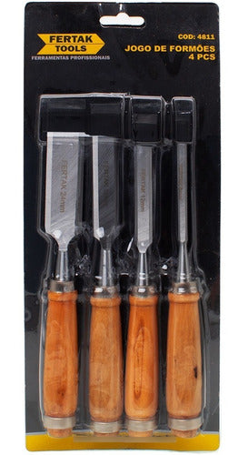 Kit Jogo Formão Profissional Entalhar Esculpir Madeira 4 Pçs