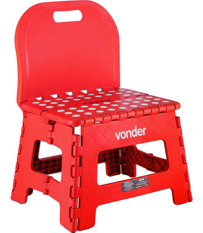 Banqueta Plástica Dobrável Vermelha 220 Mm Encosto Vonder