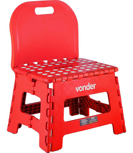 Banqueta Plástica Dobrável Vermelha 220 Mm Encosto Vonder