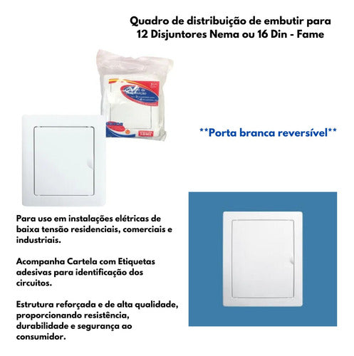 quadro disjuntor fame embutir 12-16 disj s/ barramento centr