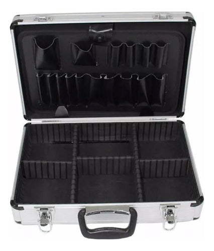 fertak maleta padrão aluminio pequena prata com divisórias