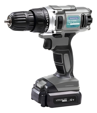 Furadeira E Parafusadeira Tramontina Com Led 12v À Bateria Cinza