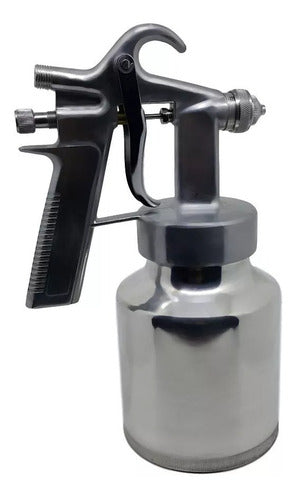 pistola de tinta baixa pressão ar direto 1000ml aluminio cor prata