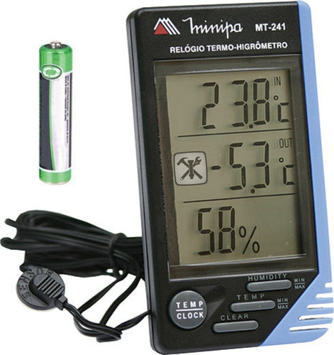 Relógio Termo-higrômetro Interno E Externo Mt-241 Minipa
