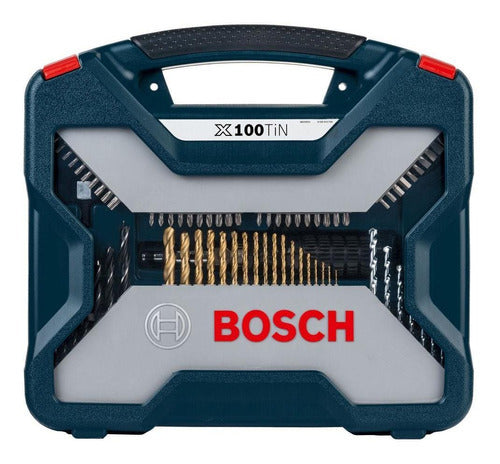 Jogo De Pontas E Brocas Em Titânio Bosch X-line 100 Peças