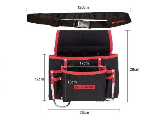 bolsa cinto para ferramentas 8 bolsos e suporte para martelo