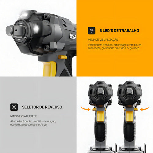 chave de impacto a bateria 21v encaixe 1/2pol c/ bateria wap