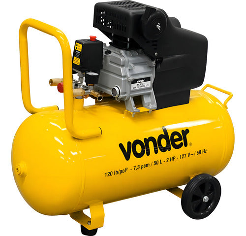 compressor de ar 7,3 pés 50 litros 2 hp mcv50 vonder amarelo