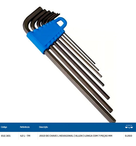 Jogo Chave Allen Longa De 2 A 8mm 7 Peças Gedore 42l-7m Preto