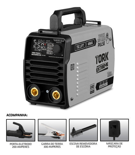 maquina de solda tig mma touch super tork extreme 250a tork cinza
