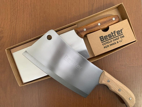 cutelo tipo artesanal aço manganês 8,5 pol full tang bestfer única