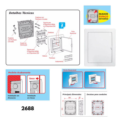 Quadro Disjuntor Fame Embutir 12-16 Disj S/ Barramento Centr