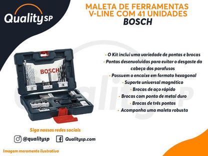 Maleta De Ferramentas Bosch V-line Com 41 Unidades Cor Azul