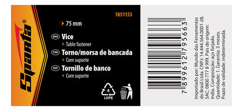 torno morsa de bancada 3 polegadas 75mm sparta