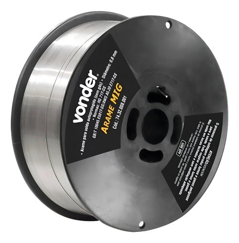 arame para solda mig de 0,8mm rolo com 1kg sem gás vonder preto