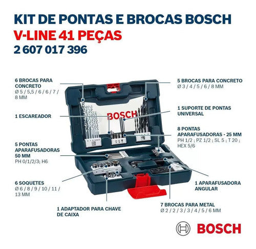 Maleta De Ferramentas Bosch V-line Com 41 Unidades Cor Azul