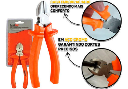 Alicate De Corte Diagonal Aço Polido 6 Polegadas 150mm