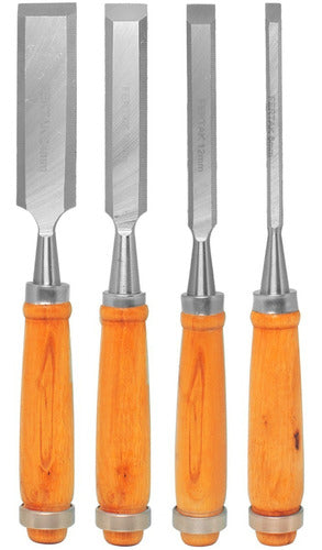 Kit Jogo Formão Profissional Entalhar Esculpir Madeira 4 Pçs