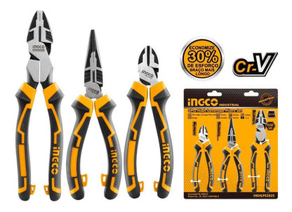 Jogo De Alicates Industriais Com 3 Peças - Ingco