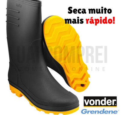 Bota De Borracha Galocha Impermeável Motoboy Pvc Vonder