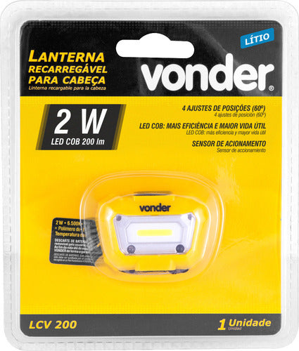 Lanterna De Cabeça Led Recarregável Vonder Lcv200 Amarelo