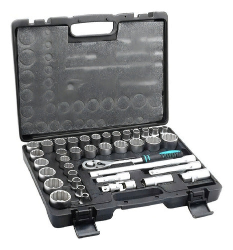 jogo kit de soquetes chave catraca encaixe 1/2 pol com 39 pe