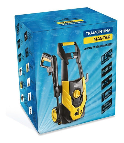 lavadora de alta pressão tramontina residencial master 42550 amarela e preta de 1400w com 110bar de pressão máxima 220v