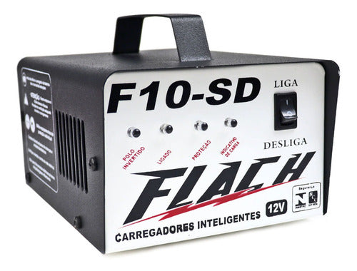 carregador de bateria inteligente 10a 12v flach f10 sd