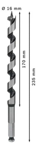 broca rápida para madeira serpentina 16 x 170 x 235mm bosch