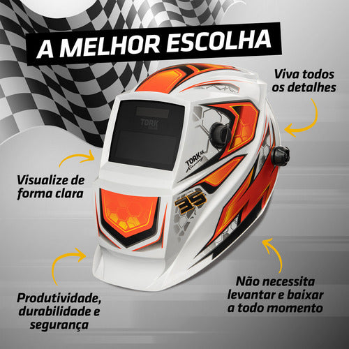 Mascara De Solda Auto Escurecimento Tork Racing35 Branco 4k - Branco - Racing 35