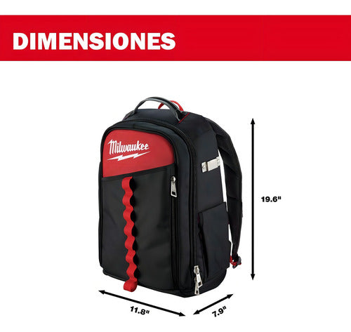 mochila milwaukee 48-22-8202 vermelha e preta 50cm