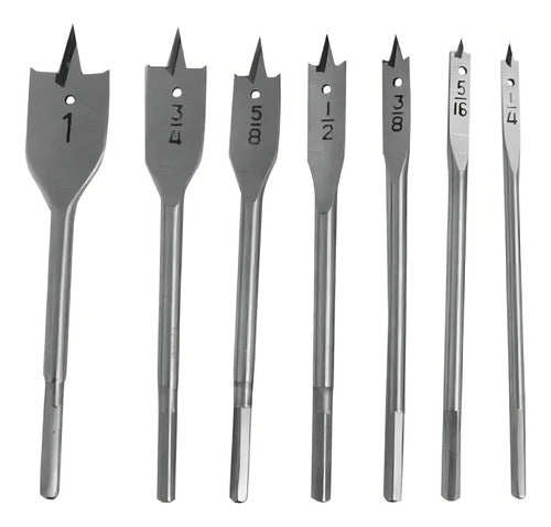 jogo de brocas chatas de 1/4 a 1 com 7 peças vonder