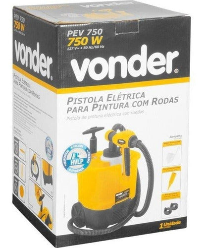 Pistola Elétrica Pintura Com Rodas Hvlp Vonder Pev750 Cyber Yellow