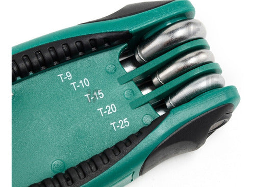 Jogo De Chaves Torx T9 A T40 Furo Guia Tipo Canivete Sata