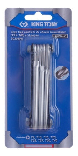 Jogo De Chave Torx Tipo Canivete 8pçs - King Tony  20308pr