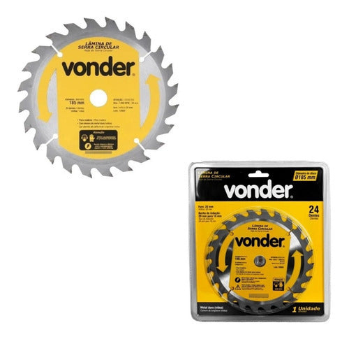 lâmina de serra circular 24 dentes metal duro 185mm vonder