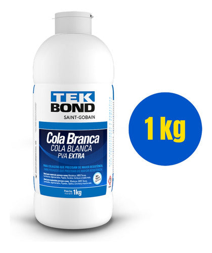 Cola Branca Pva Extra 1kg Artesanato Madeira Tekbond