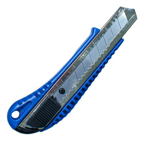 Estilete 18mm Plastico C/reforco Bremen Azul Aço