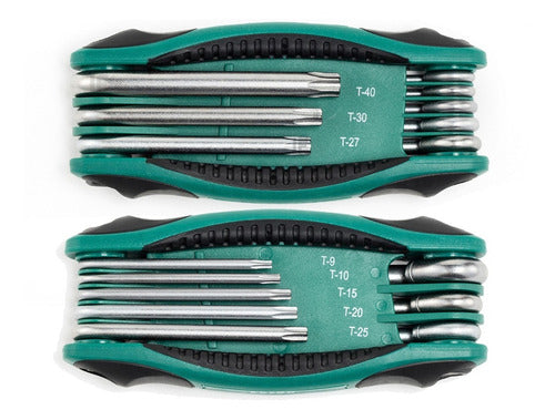 jogo de chaves torx t9 a t40 furo guia tipo canivete sata